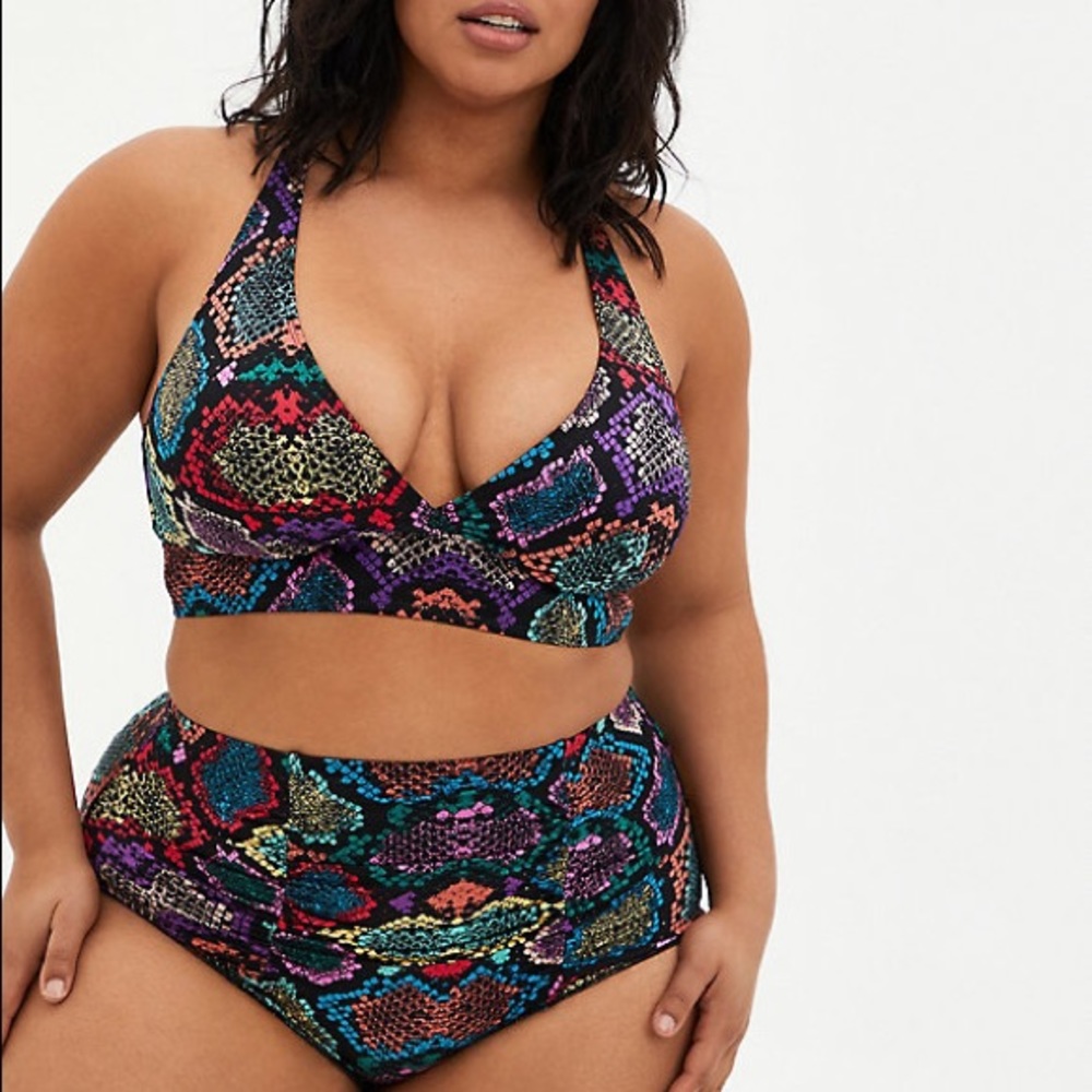 Torrid Snakeskin Triangle Swim Top